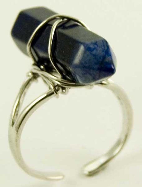 Jewellery Lapis Lazuli Crystal Point Energy Ring