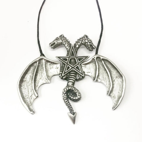 Jewellery,Witch & Spell Craft Chain Hinged Wing Dragon Necklace ~ Pewter