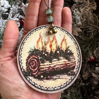 The Sacred Yule Log ~ Winter Hearth Blessings Plaque