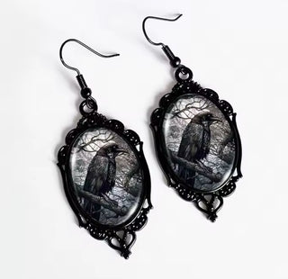 Crow Cameo Earrings