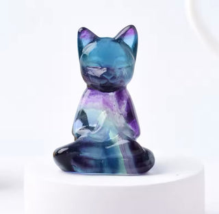 Rainbow Fluorite Zen Cat