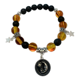 WitchCrafted Amber & Lavastone Moon Bracelet