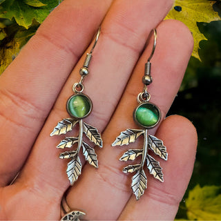 Cats Eye Leaf Cascade Earrings