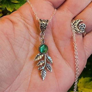 Cats Eye Leaf Cascade Necklace