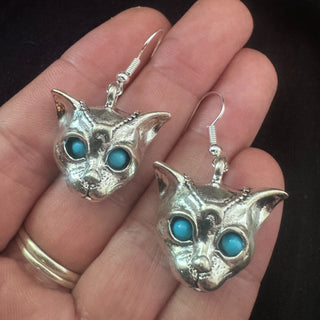 Turquenite Luna Cat Earrings