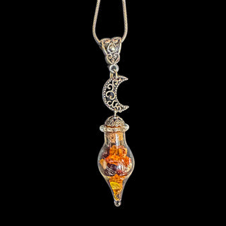 Tethered Ember ~ Amber Moon Spell Bottle Necklace