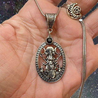 Hecate Triple Aspect Necklace ~ Obsidian Cabochon
