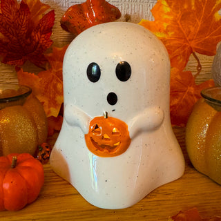 Ghostly Glow Candle Holder ~ Pumpkin Charm Edition