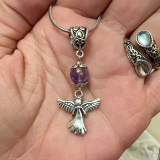 Guardian Light ~ Amethyst Aura Angel Pendant