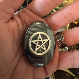 The Witch’s Anchor ~ Hematite Pentacle Palmstone