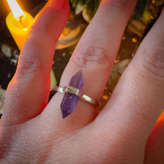 Amethyst Axis ~ Double Point Energy Ring