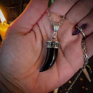 Horn of the Shadow ~ Obsidian Talisman Necklace