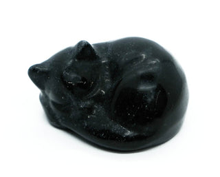 Obsidian Crystal Cat Statue