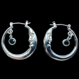 Obsidian Crescent Cradle Earrings