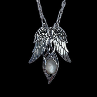 Guardian’s Embrace ~ Moonstone Angel Necklace