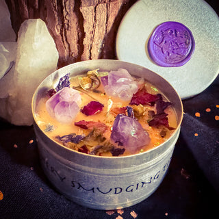 Bewitchery Smudging Tin Candle ~ Energy Cleansing and Purification