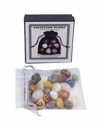 Mixed Crystal Futhark Rune Stones