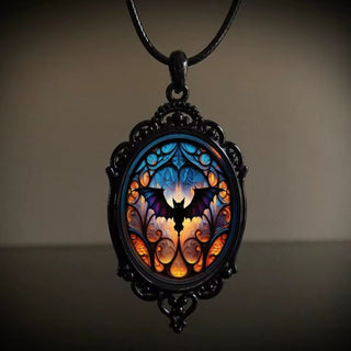 Stained Glass Bat Cabochon Necklace