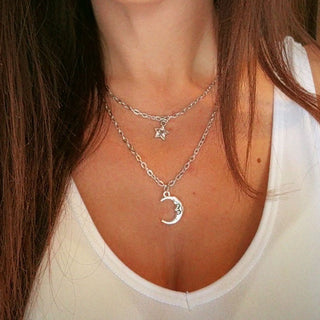 Layered Moon & Star Necklace