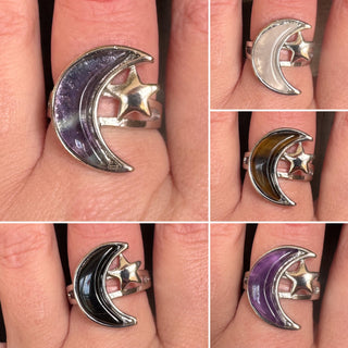 Crystal Crescent Moon Ring