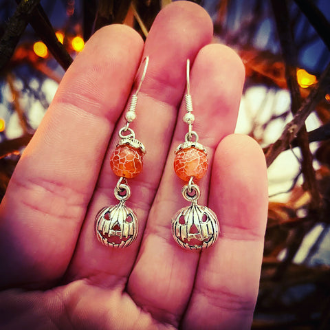 Orange Agate Pumpkin Earrings