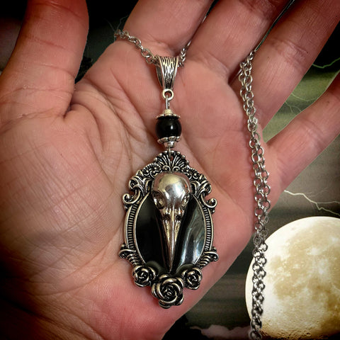 Gothic Obsidian Raven Necklace