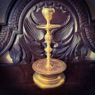French Brass & Copper Energy Amplifier Candle Holder ~ Signed L. Oudry Pres Éditeur Déposé ~ 19th Century