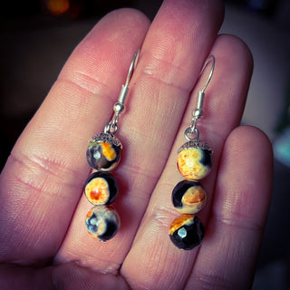 Orange Dragon Vein Agate Earrings