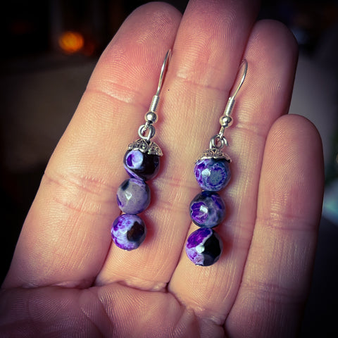 Purple Dragon Vein Agate Earrings