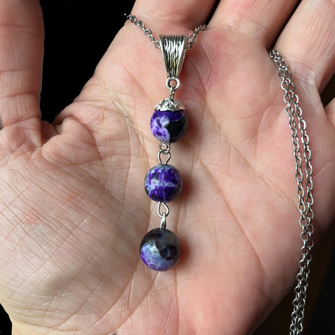 Purple Dragon Vein Agate Cascade Necklace