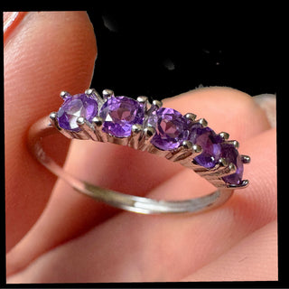 Amethyst Sterling Silver Adjustable Ring