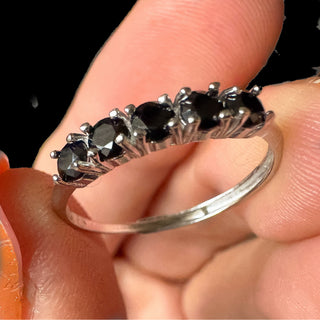 Black Spinel Sterling Silver Adjustable Ring
