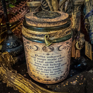The Unbarred Way ~ Road Opening & New Beginnings Spell Jar Candle