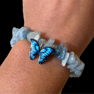Aquamarine Crystal Butterfly Bracelet
