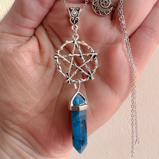 Forest Seer ~ Apatite Crystal Woodland Pentacle Necklace