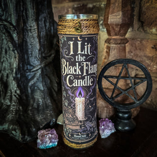 I Lit The Black Flame Candle ~ Crystal Infused Candle