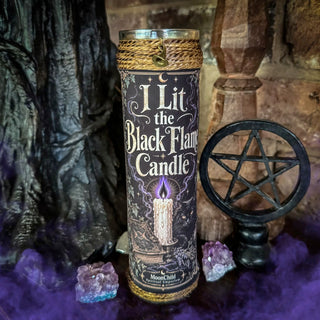 I Lit The Black Flame Candle ~ Crystal Infused Candle