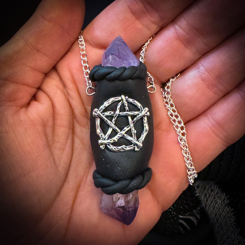 Positive Energy Pentacle Cluster Necklace