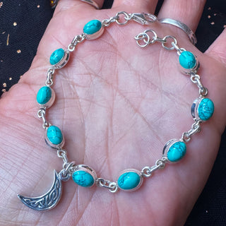 Wild Moon ~ Turquoise & Sterling Silver Crescent Bracelet ~ One Available