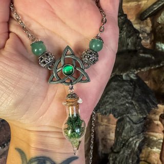 The Witchwood Trinity ~ Triquetra & Woodland Spell Bottle Necklace