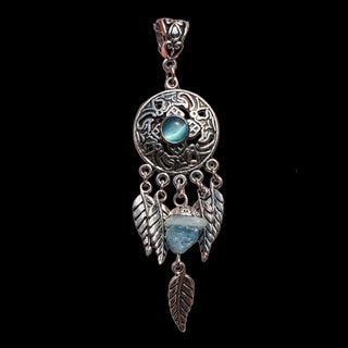 Aquamarine & Cat’s Eye Dreamcatcher Necklace
