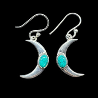 The Azure Crescent ~ Turquoise Moon Earrings