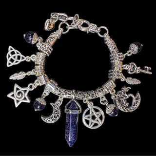 Midnight Sanctuary ~ Blue Fluss Crystal Charm Bracelet