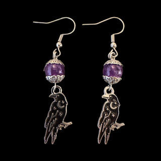 Raven of the Veil ~ Amethyst Witch Earrings