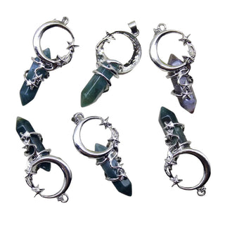 Moss Agate Crescent Moon Necklace