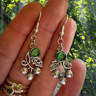 Cats Eye Oak Tree Earrings