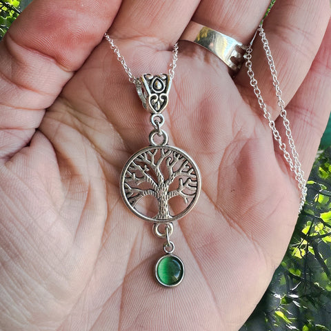Cats Eye Tree of Life Necklace
