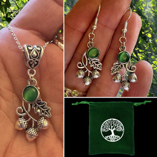 Cats Eye Oak Tree Necklace & Earring Set