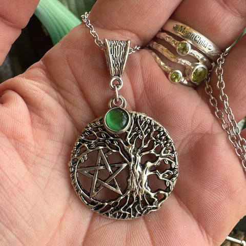 Cats Eye Sacred Tree Necklace