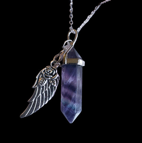 Fluorite Angel Wing Necklace